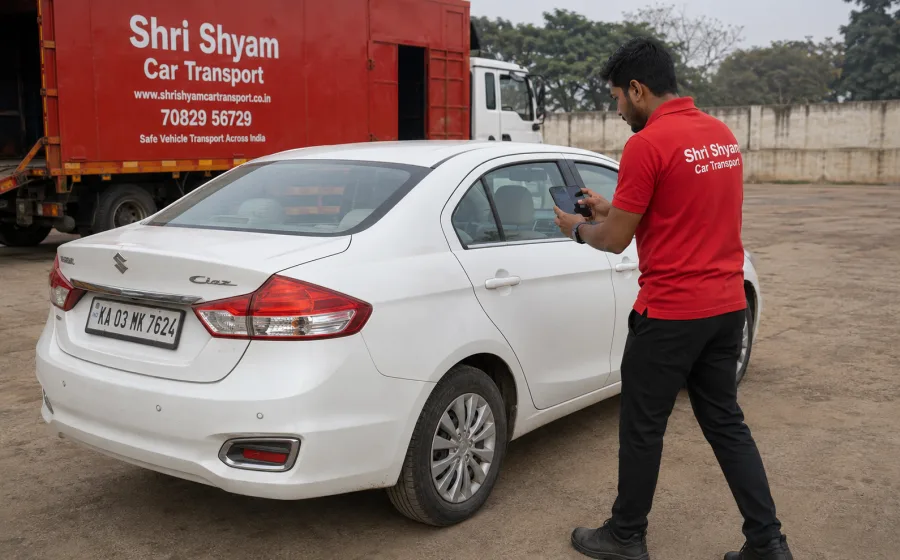 Pre-transport vehicle inspection photographs for insurance records | Shri Shyam Car Transport
